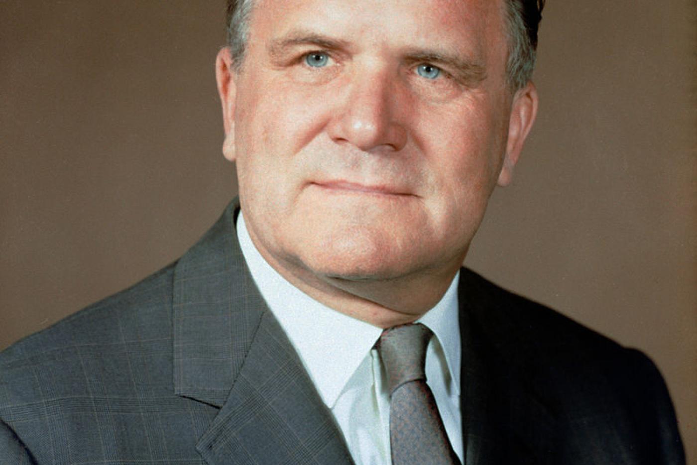A photographic portrait of James E. Webb.