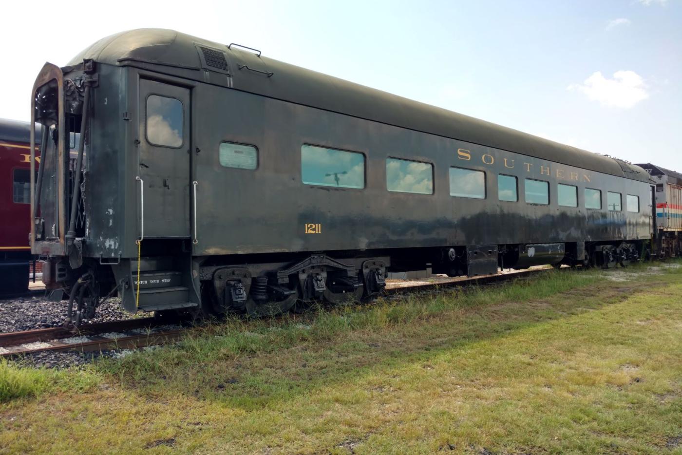 A train on the railroad.