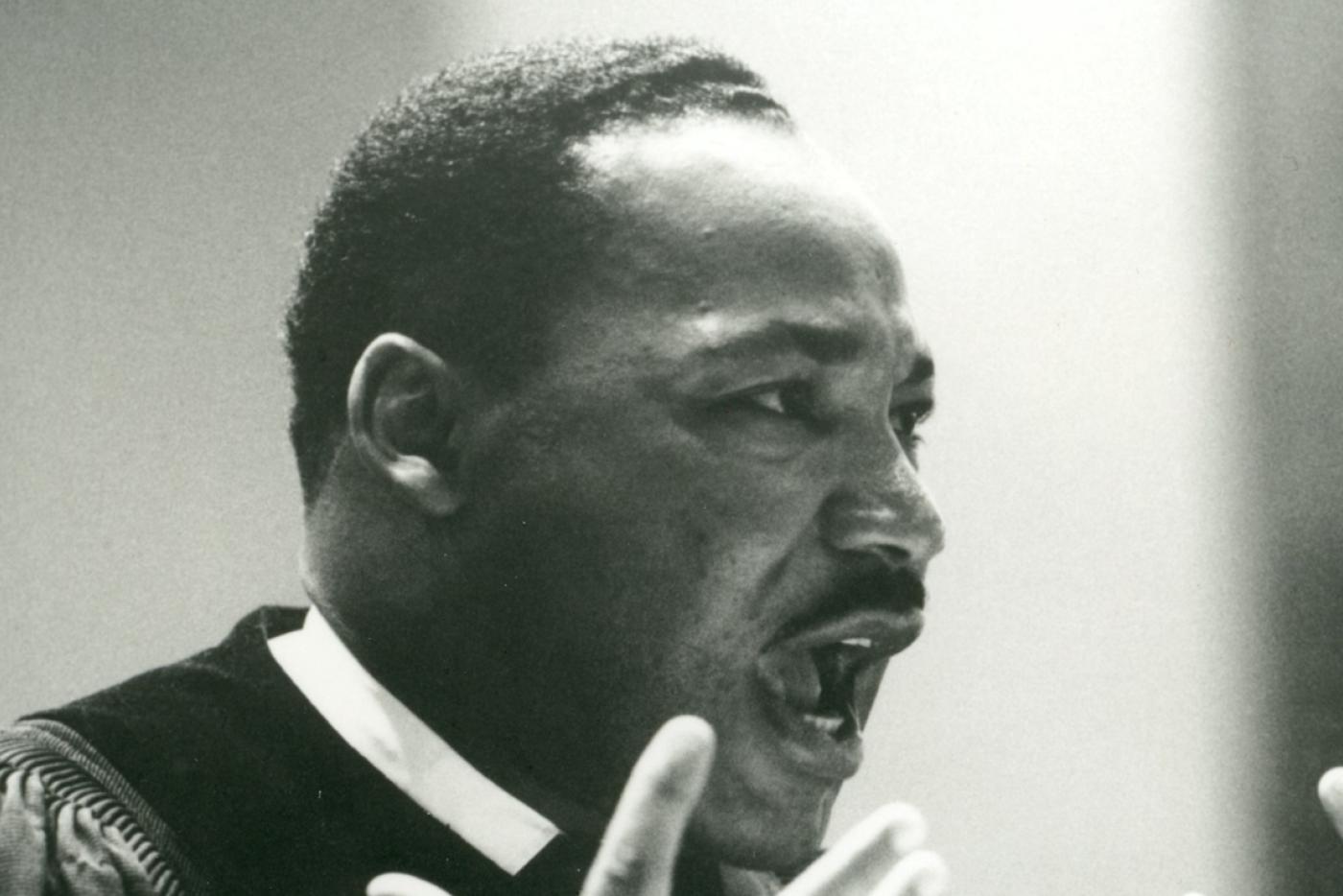 Dr. Martin Luther King Jr. delivering a speech.