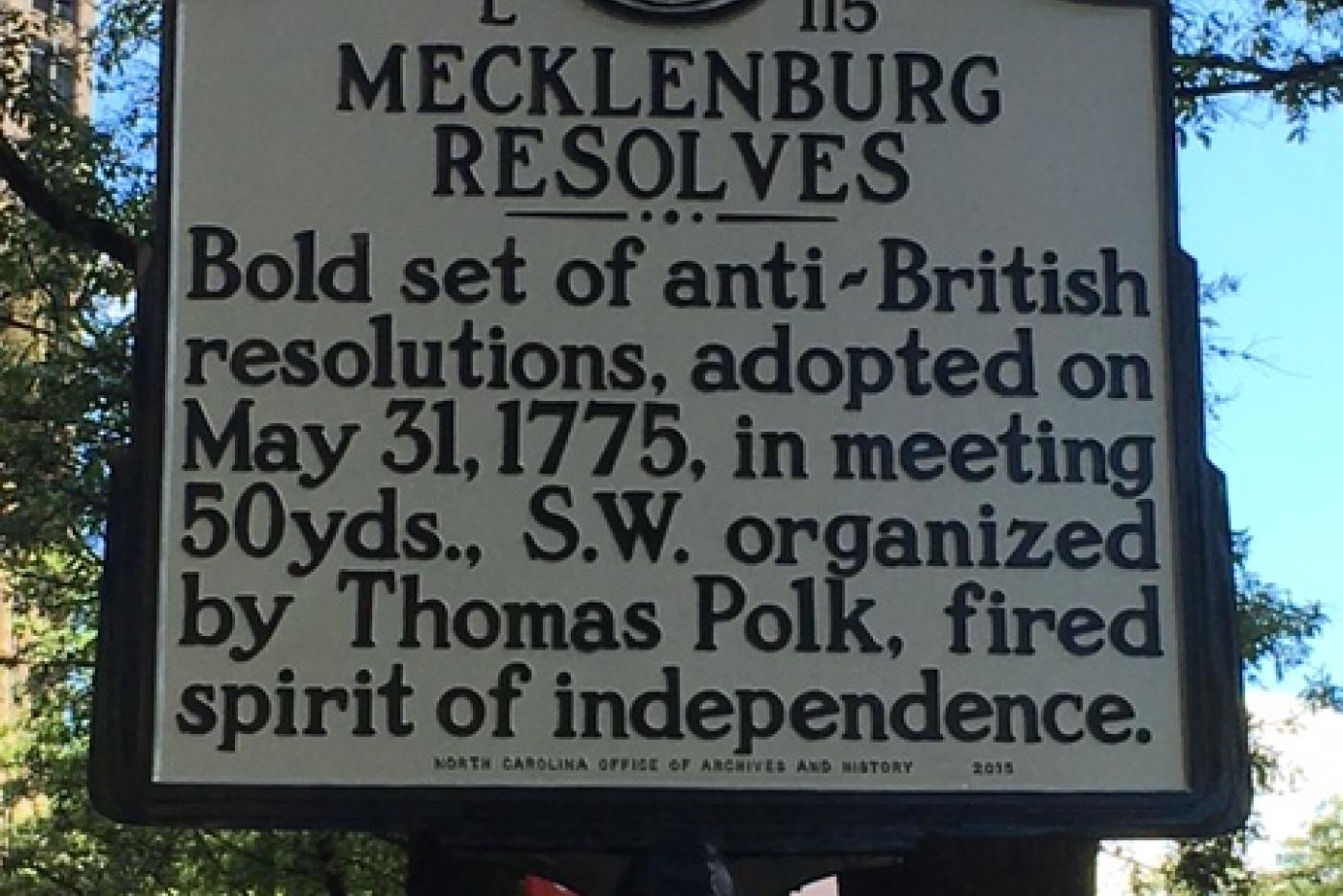 Mecklenburg Resolves historical marker
