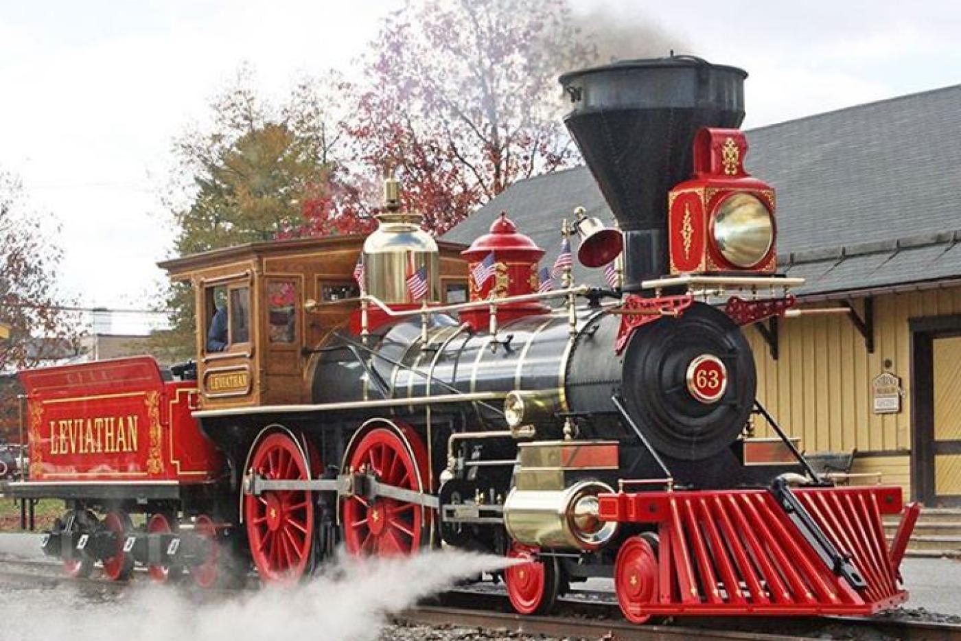 A train with the word "Leviathan" on the side of it.