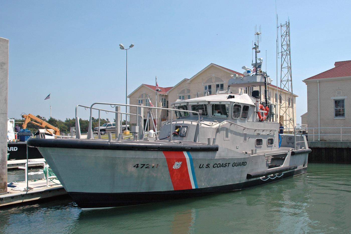 A life boat with the text "U.S. Coast Guard" on the side.