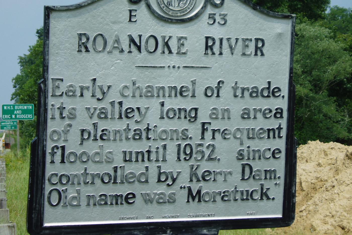 E-53 Roanoke River historical marker