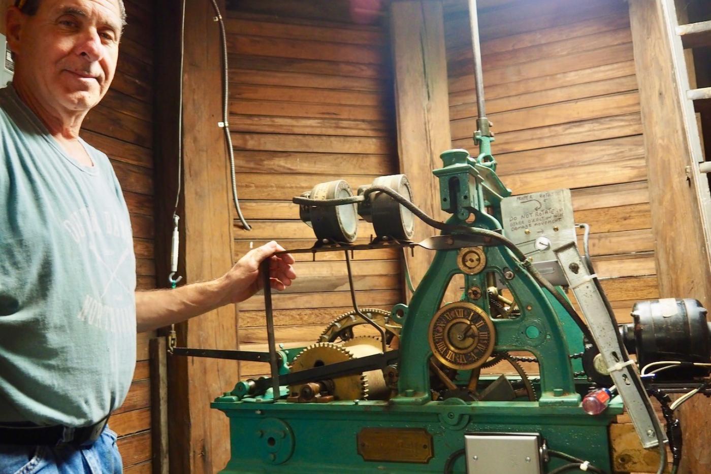 Joe D’Apuzzo repaired the clock the historic Chowan County Courthouse cupola.