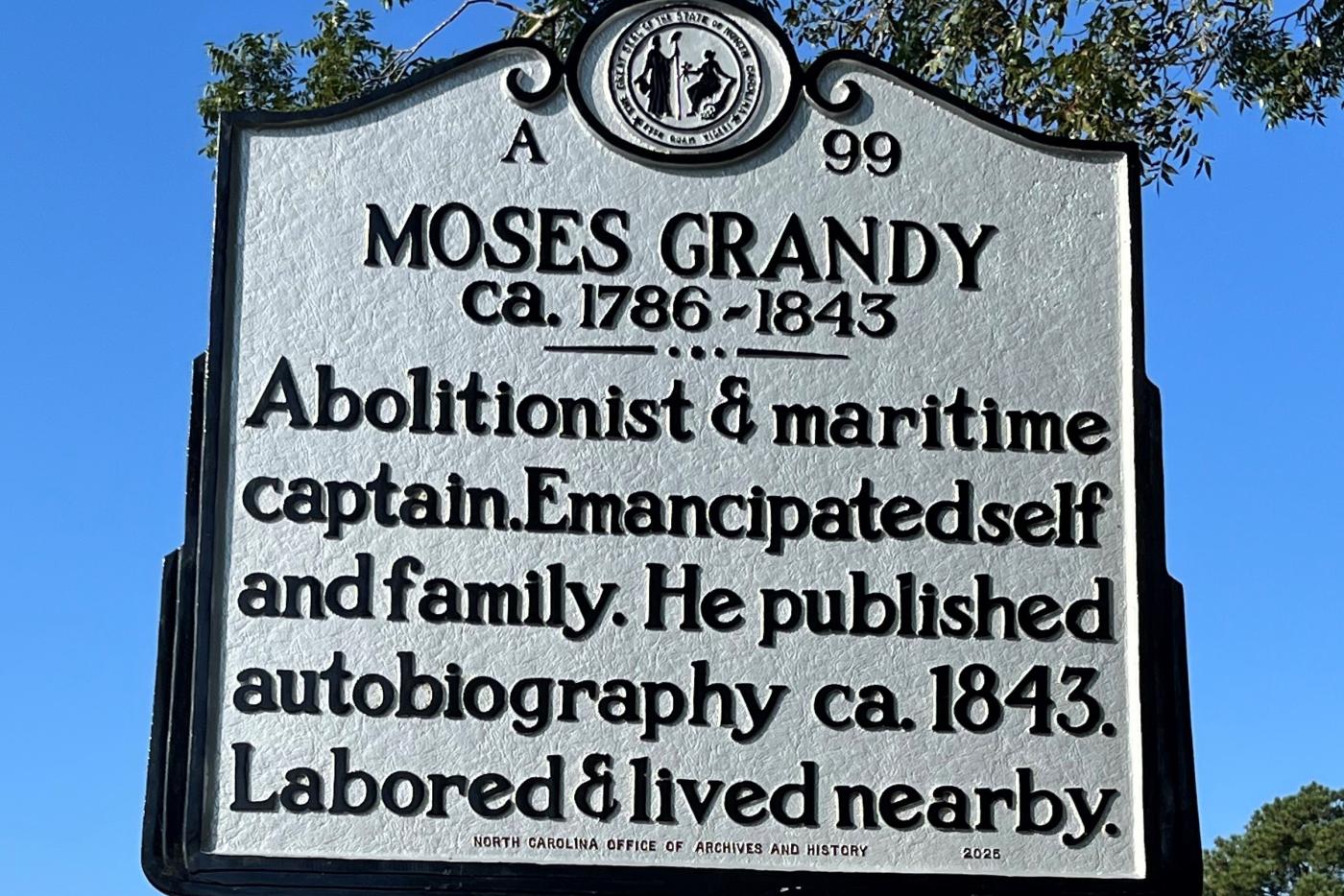 Moses Grandy: Abolitionist & maritime captain. Emancipated self and family. He published autobiography ca. 1843. Labored & lived nearby. 
