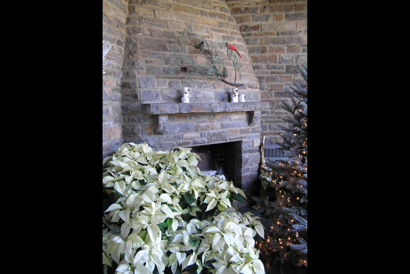 The fireplace at the Governor’s Western Residence in Asheville is decorated for the holidays.