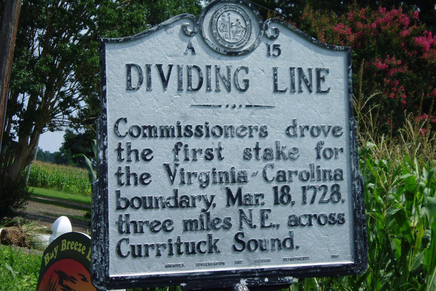 A-15 Dividing Line historical marker