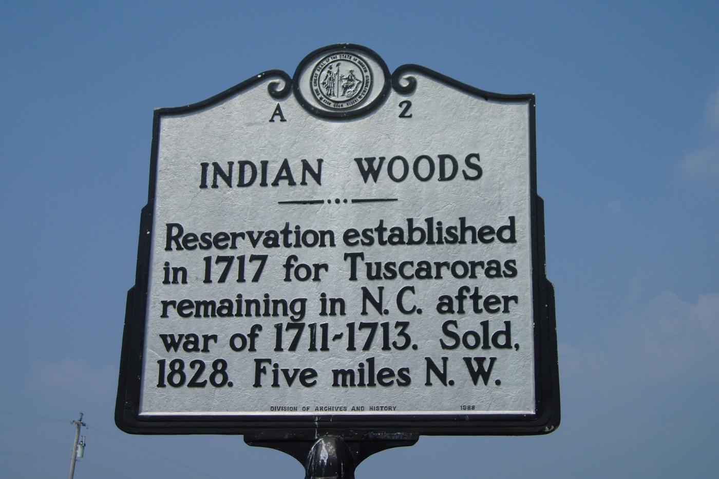A-2 Indian Woods historical marker