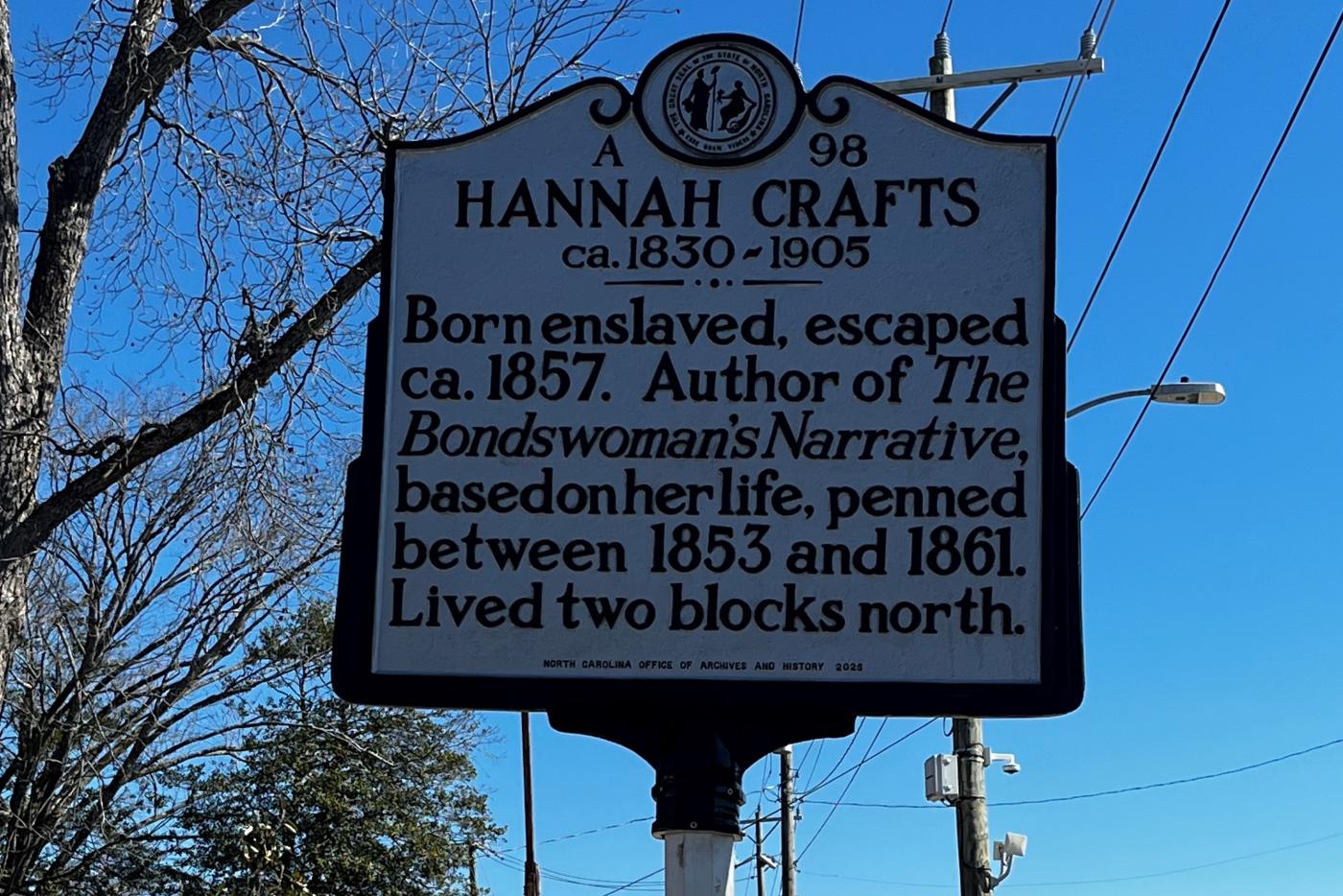 A-98 Hannah Crafts highway historical marker