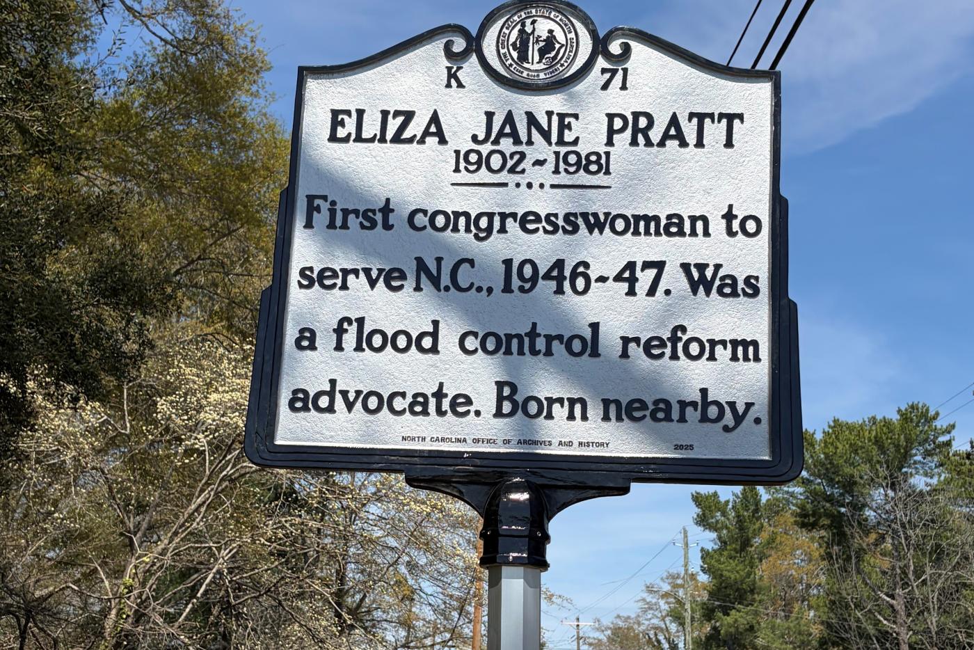 K-1 Eliza Jane Pratt historical marker
