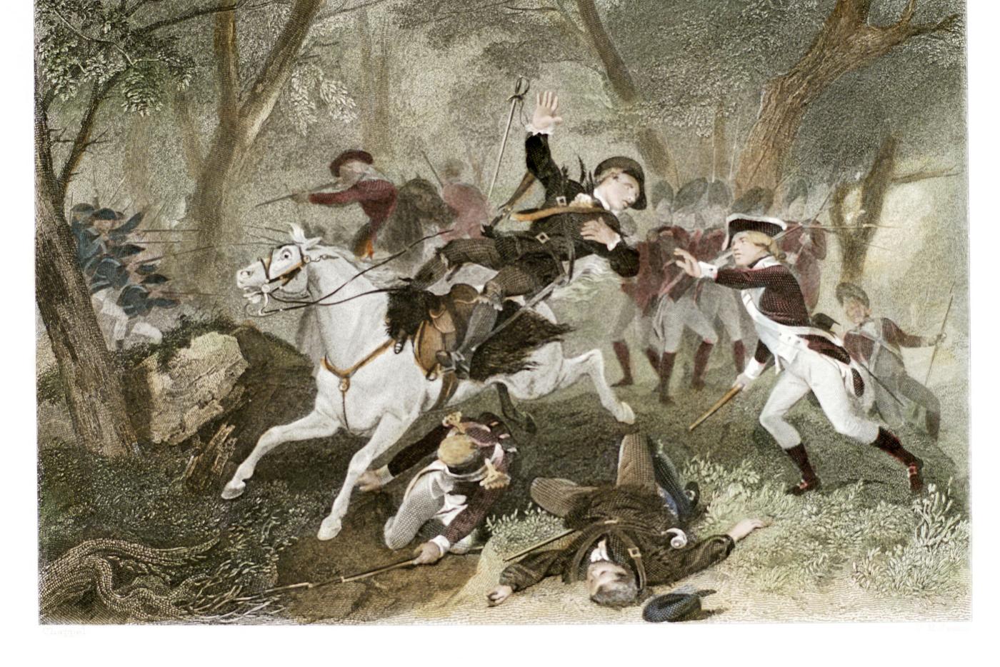 Charles Henry Jeens, engraving based on art by Alonzo Chappel, “Death of Major Ferguson at King’s Mountain,” 1863, OP.233, State Archives of North Carolina