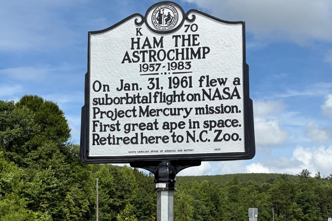 K-70 Ham the Astrochimp historical marker