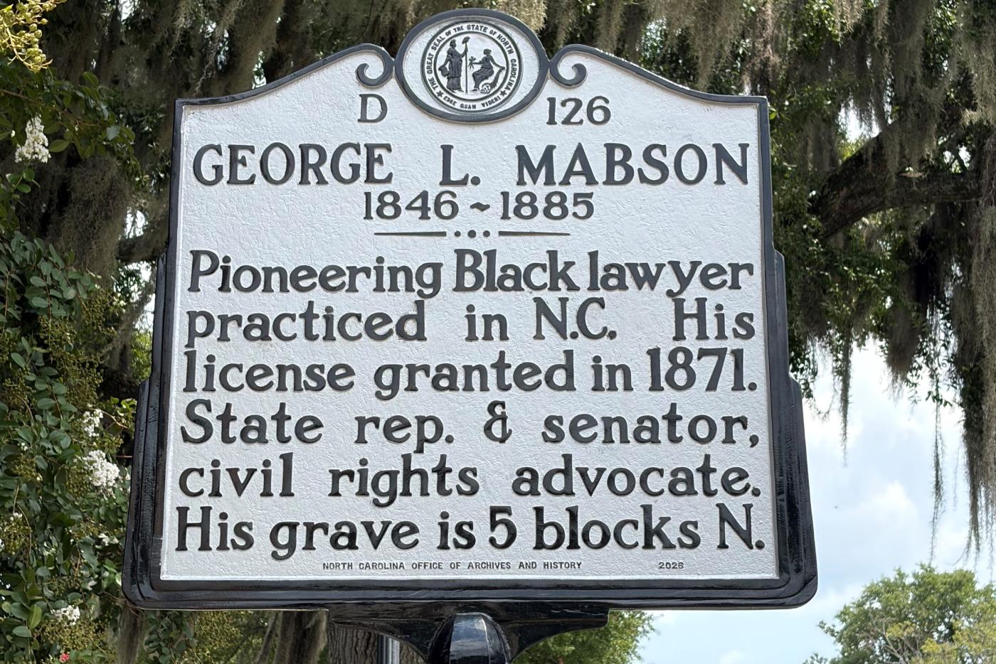 D-126 George L. Mabson historical marker