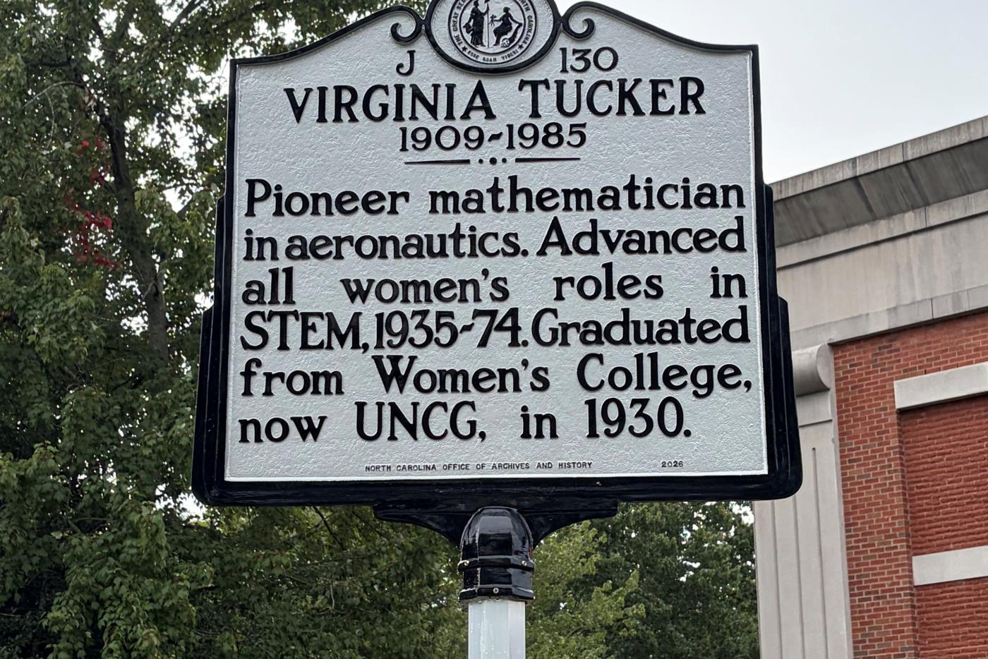 J-130 Virginia Tucker highway Historical Marker