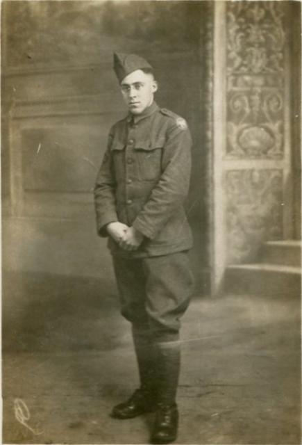 studio portrait of Sergeant Thomas P. Shinn, wearing his U.S. Army uniform with an 81st Division’s “Wildcat” patch on the shoulder (undated).