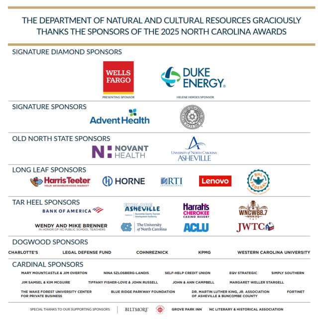North Carolina Award Sponsors
