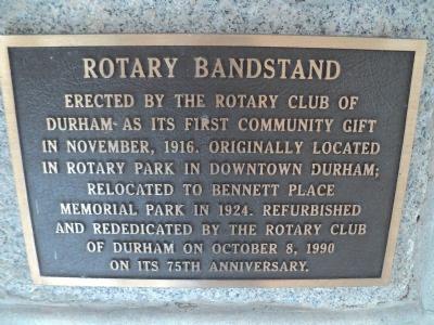 Photograph of the current 1990 Rotary Bandstand plaque