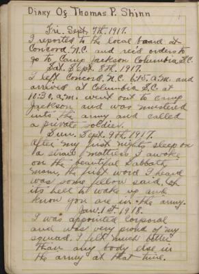 Shinn's wartime diary, State Archives of North Carolina, Raleigh NC. 