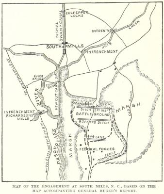 A map of the battle of South Mills. Image from the British Museum.