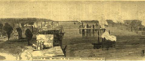 The shelling of Washington. Image from UNC-Chapel Hill Libraries.