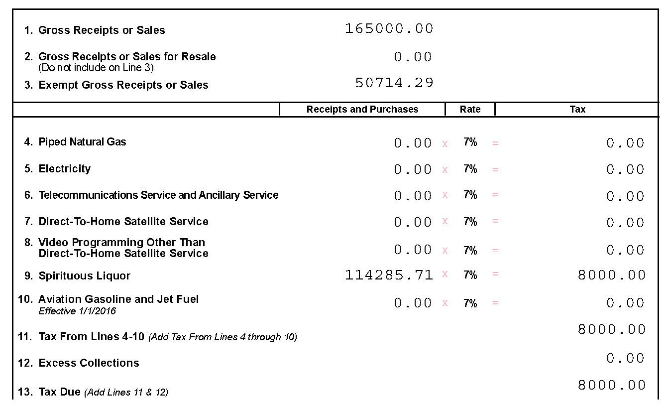 Visual representation of Form E-500E as described in the text for example 3.