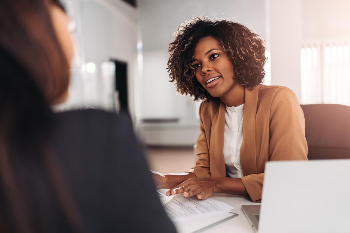 Woman in an interview