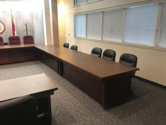 Property Tax Commission hearing room with tables and chairs