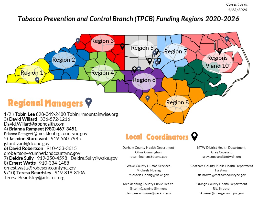 Tobacco Prevention and Control Branch Funding Regions