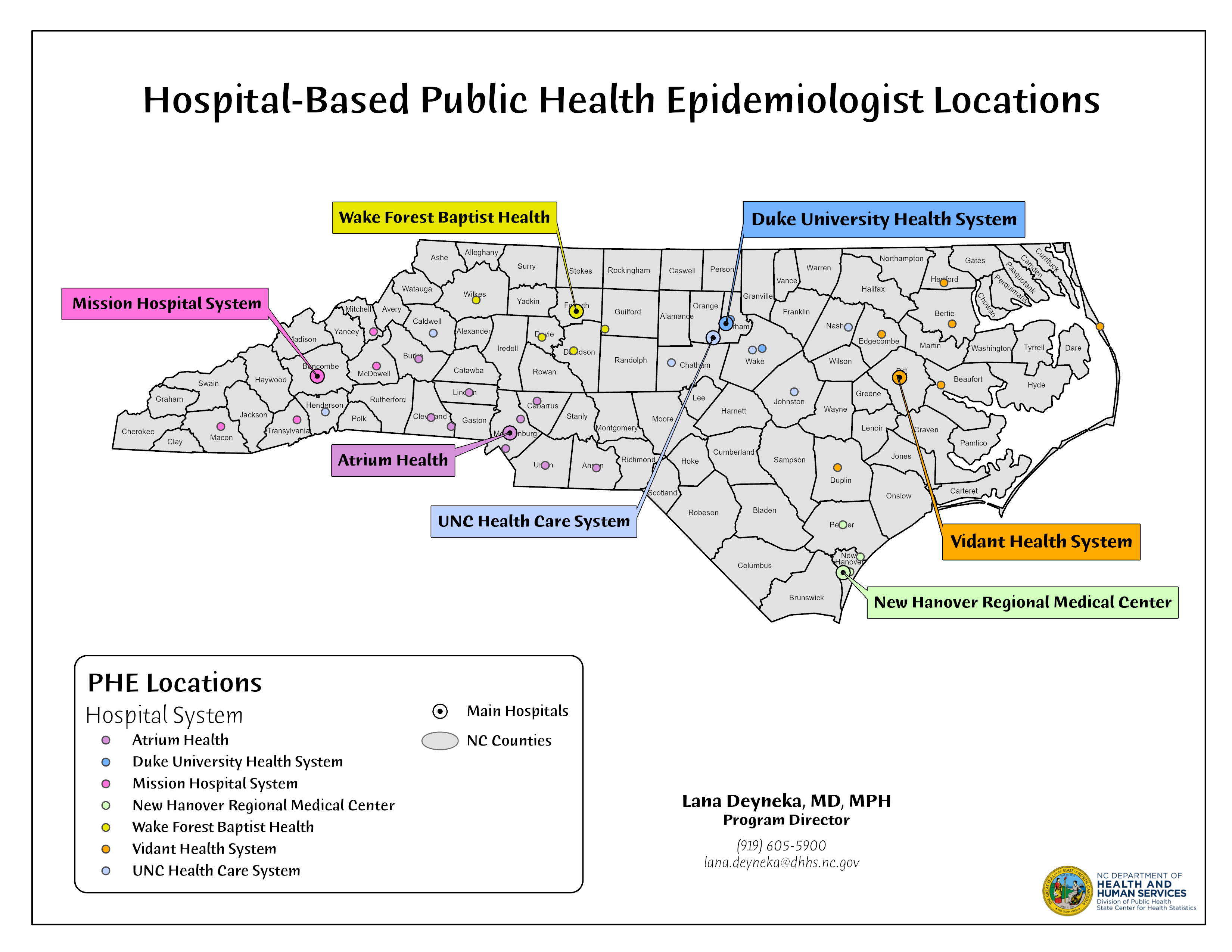 Locations of PHEs in North Carolina