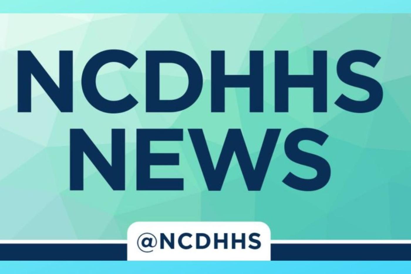 Text "NCDHHS News" in dark blue on lighter blue background.