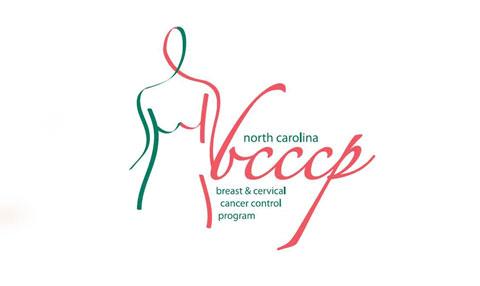 NC BCCCP logo, which includes a drawing of a woman that loops into the program title.