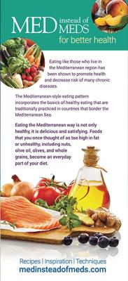 Med Instead of Meds brochure showing Mediterranean-style eating benefits