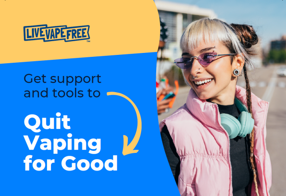 Preview image of Quitline NC Live Vape Free post card in English