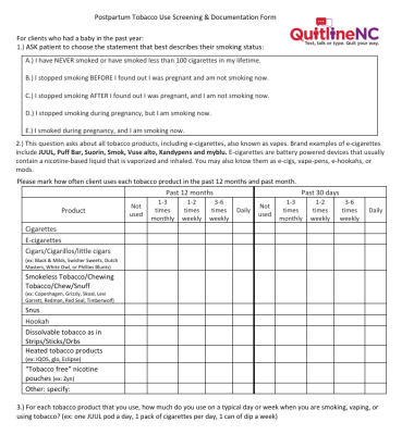 Preview image Postpartum Tobacco Use Screening & Documentation Form
