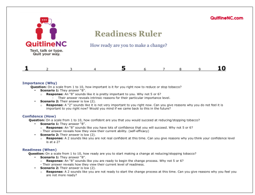Preview image of the readiness ruler to help determine if someone is ready to stop using tobacco