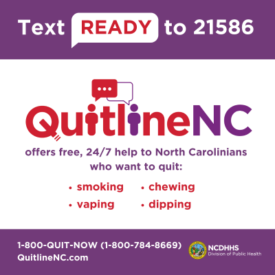 Preview image of ready-made QuitlineNC social media materials for people to use on their accounts