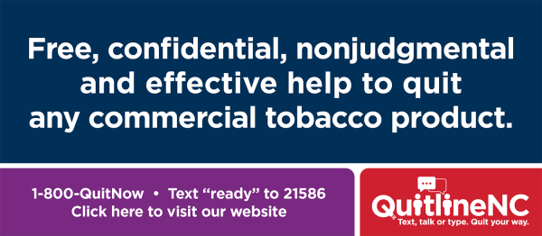 Quitline email signature or document graphic that reads free, confidential, nonjudgemental and effective help to quit any commercial tobacco product
