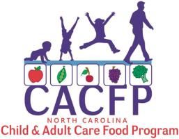 Child and Adult Care Food Program logo with individual at different stages of life and icons of healthy food