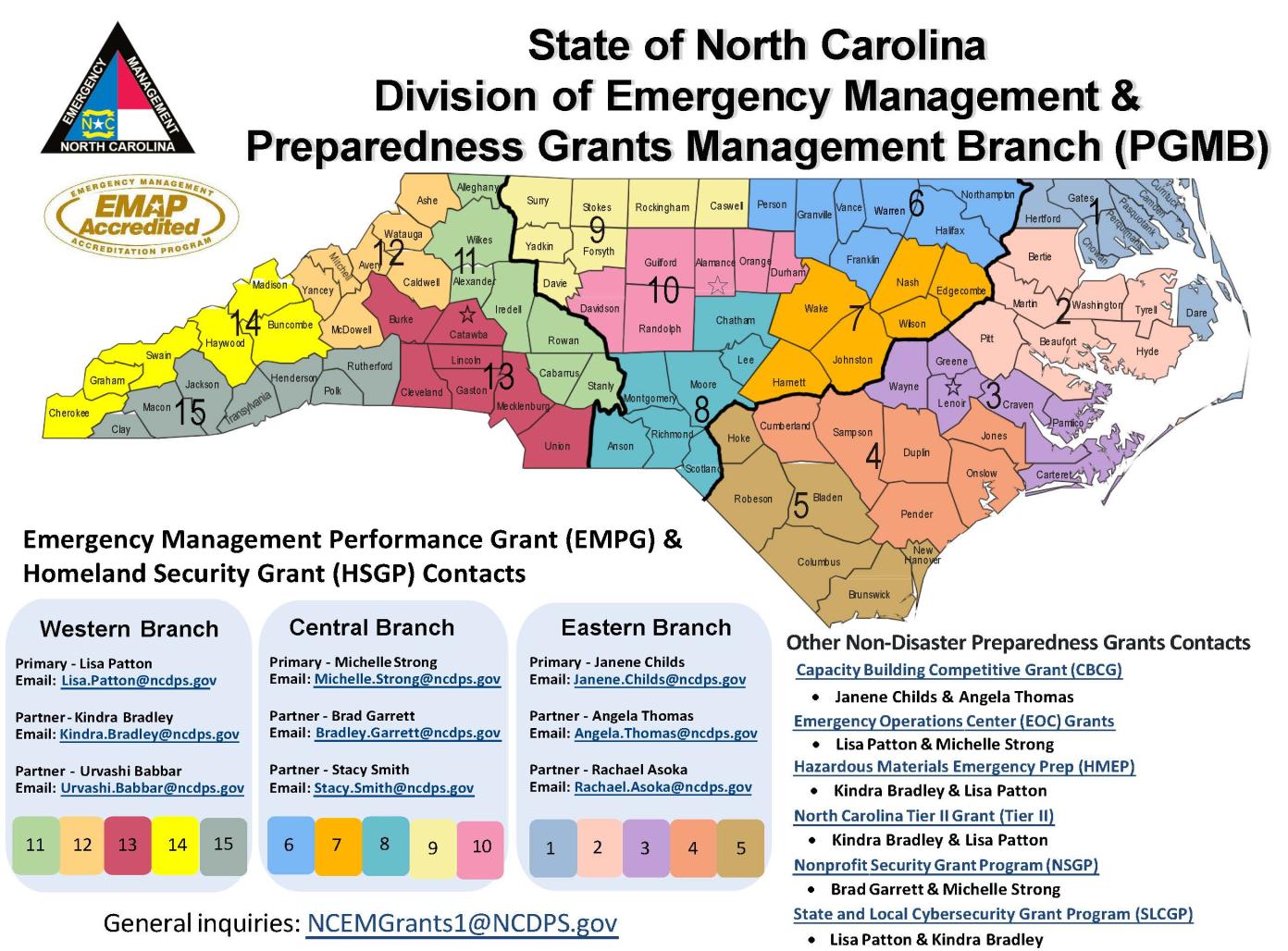 NCEM Preparedness Grants Management Branch Map