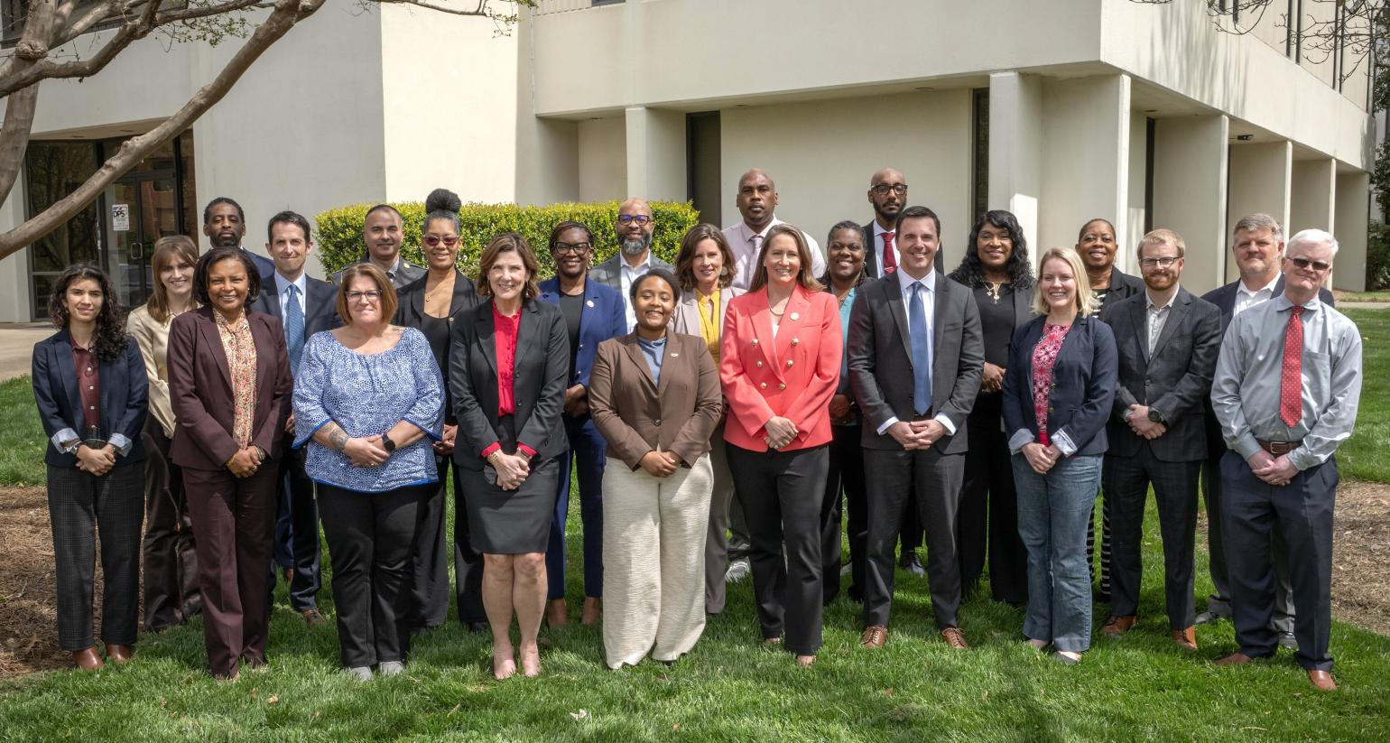  in front of the Governor's Crime Commission building in Raleigh, NC, after a March 2026 meeting.