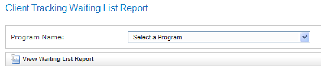 Client Tracking Waiting List Report form