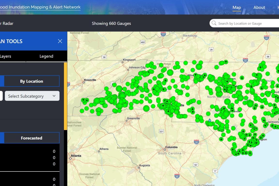 Image of FIMAN website including map of North Carolina.