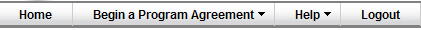 Menu bar showing Begin a Program Agreement link