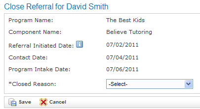 Close Referral form