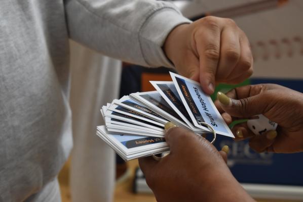 Student picks life happens card during reentry simulation