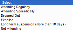 Dropdown for School Attendance