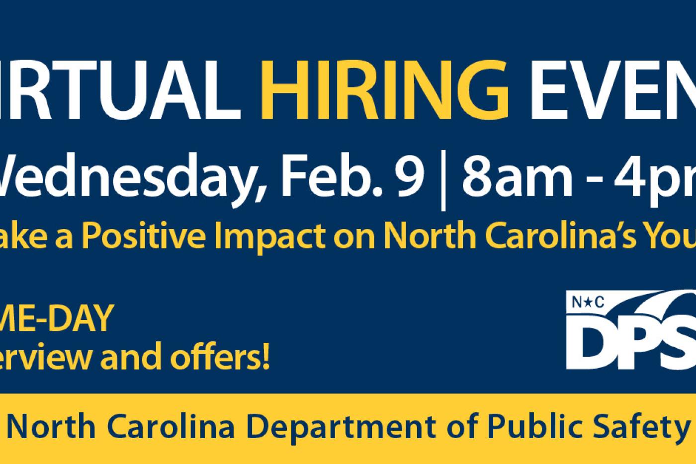 Virtual Hiring Event Chatham Youth Development Center NC DPS
