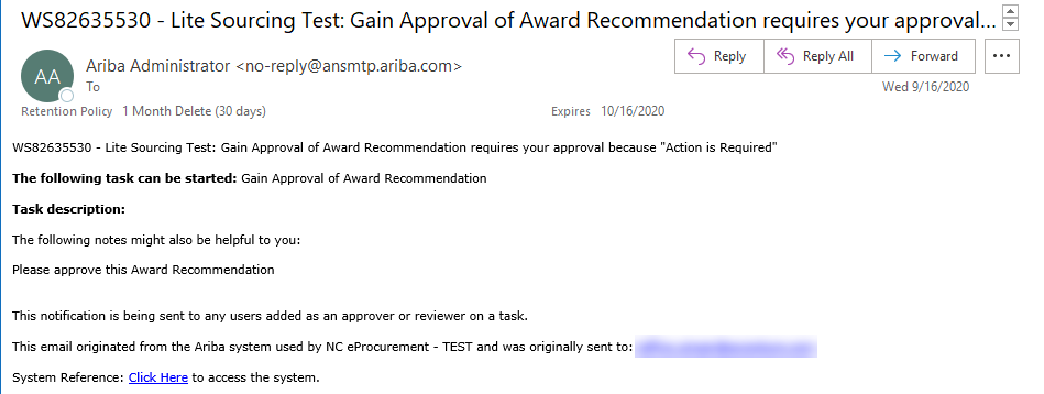 Approval Notifications in Sourcing