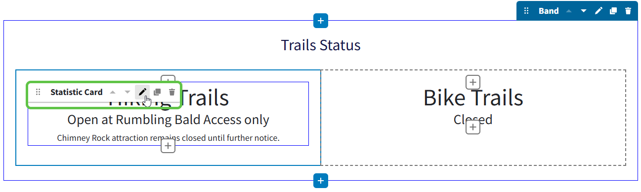 Edit Statistic Card for Trails Status