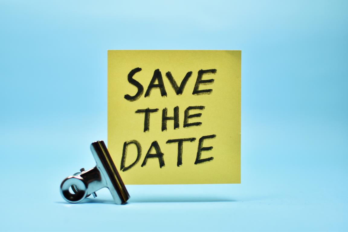 Post-it note with "Save the Date"
